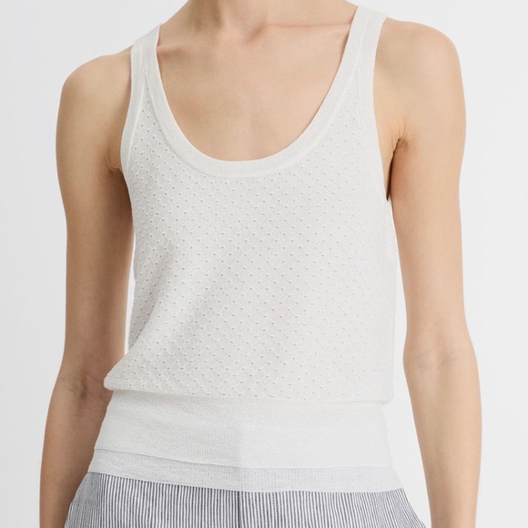 NEW Vince Double Layer Mesh Sweater Tank in Optic White